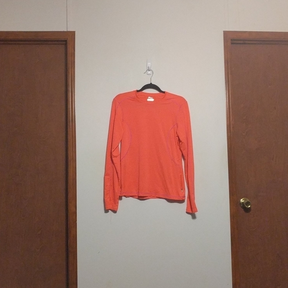 Fila Flourescent Pink/Orange Long Sleeve Top - size Medium